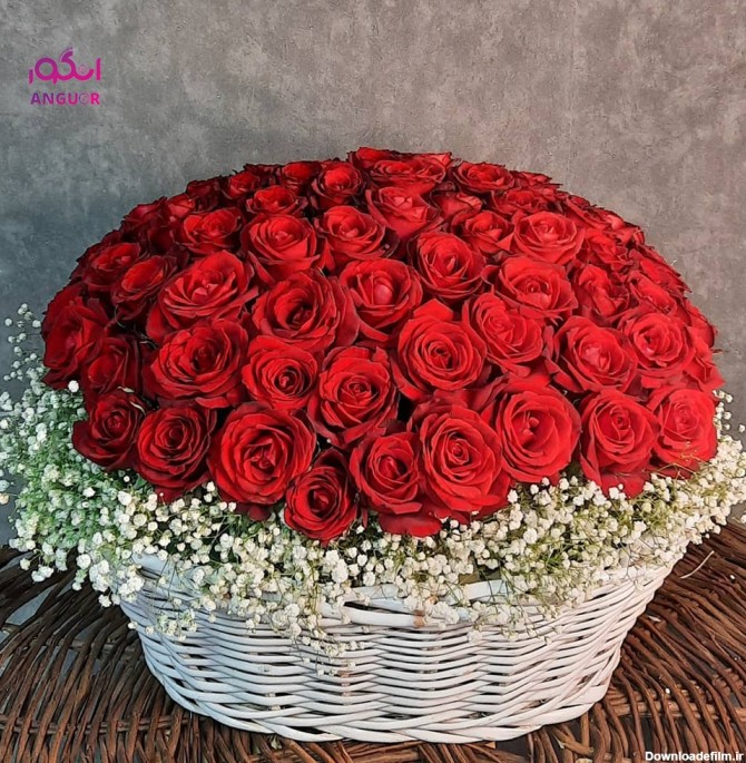 خرید آنلاین سبد گل هورزاد با 100 شاخه گل رز و ارسال فوری به سراسر ...