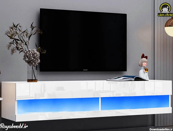 مدل میز تلویزیون دیواری سفید