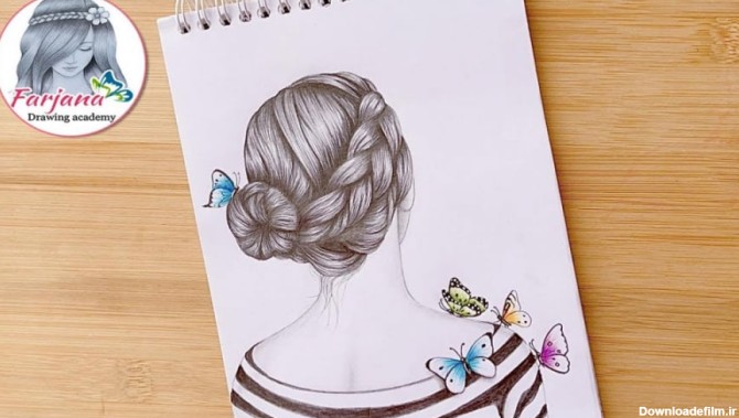 نحوه کشیدن پشت یک دختر با پروانه -آموزش نقاشی -حرفه ای
