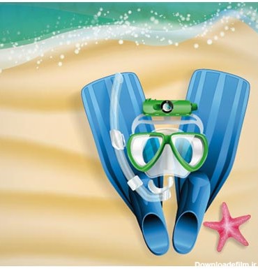 وکتور لوازم قواصی (بنر تابستانی و شنا در دریا)(Summer beach background vintage free vector download)