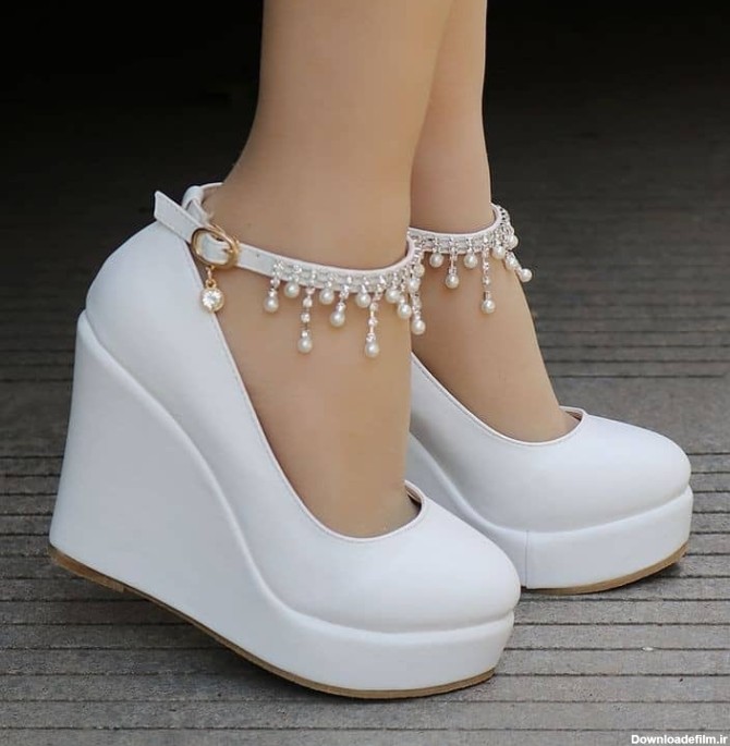 کفش عروس لژدار 10 سانت سفید | کد 402