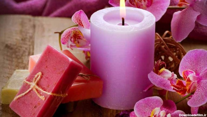 دانلود عکس رومانتیک شمع و گل