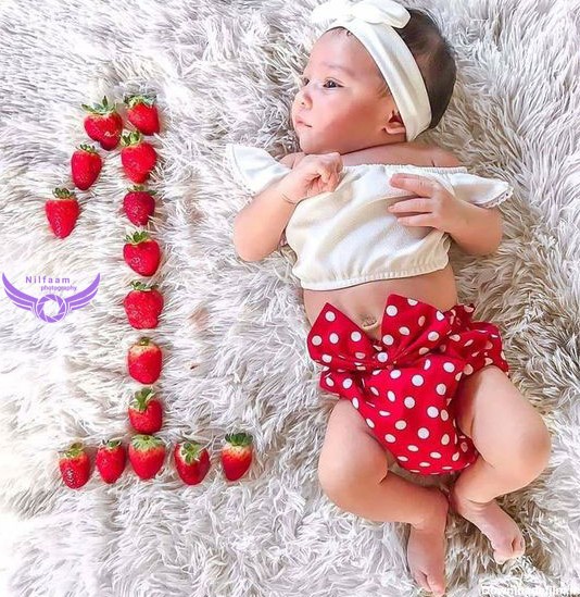 ایده عکاسی از نوزاد با میوه در منزل