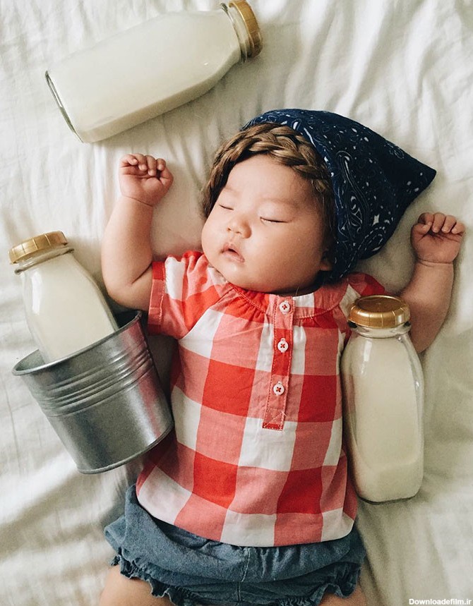 ایده‌های جذاب مادر ژاپنی برای عکاسی از فرزندش در خواب+ تصاویر