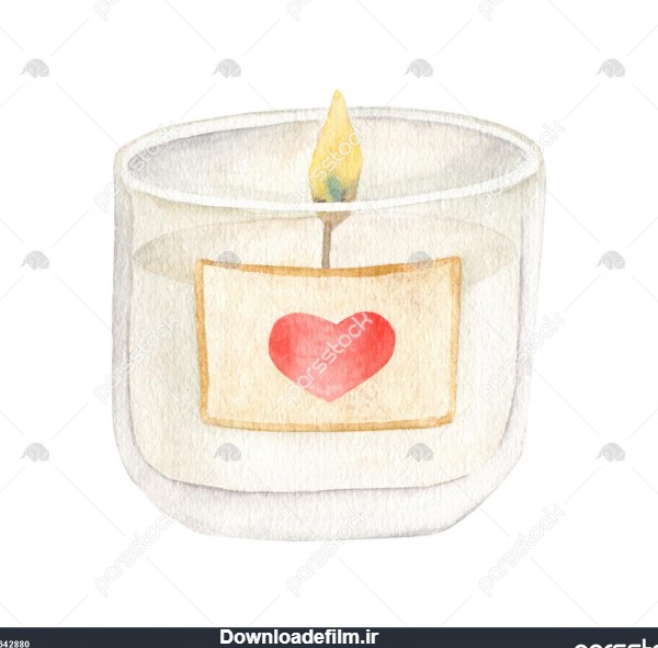 شمع آبرنگ در تصویر شیشه ای عنصر دکور خانه عاشقانه زیبا با دست ...