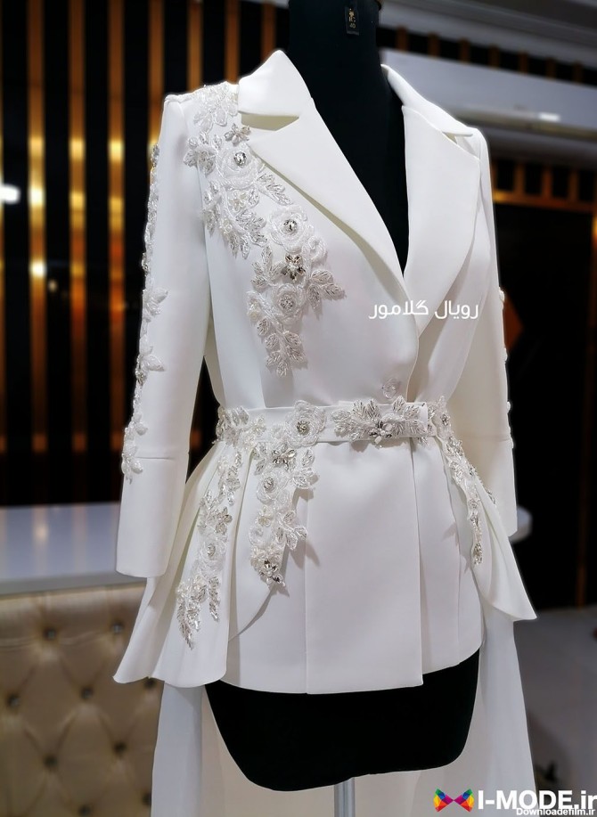 مشخصات و خرید کت دامن عروس شیک مدل جدید مانتو عقد محضری عروس