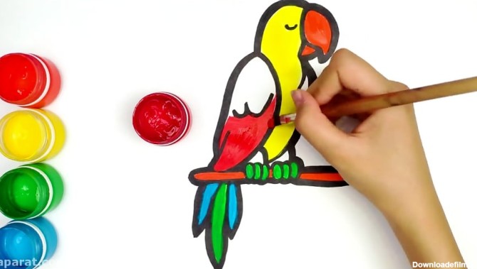 آموزش نقاشی کودکان ، طوطی