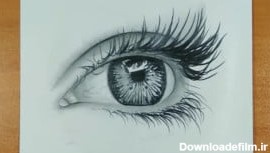 آموزش نقاشی : آموزش طراحی چشم با مداد سیاه مرحله به مرحله - نقاشی چشم سیاه  قلم