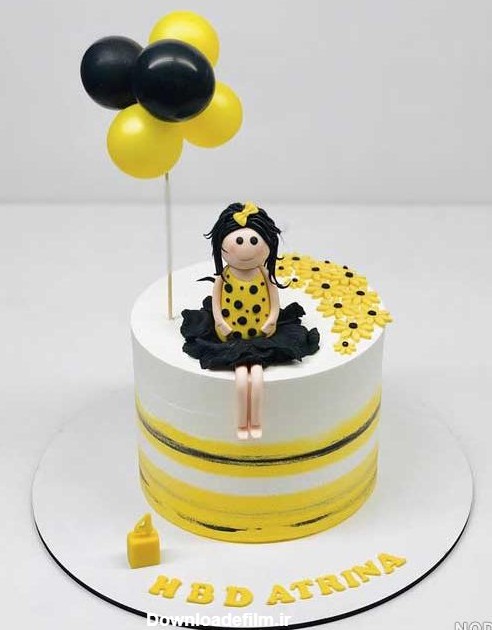عکس کیک تولد دخترانه زرد - عکس نودی