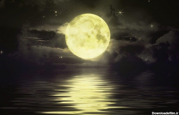 عکس ماه و منظره شب