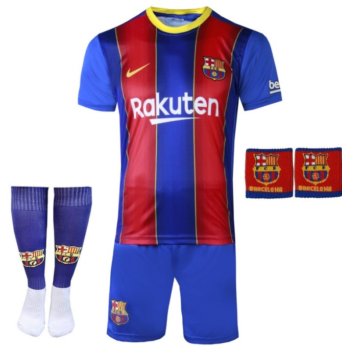 قیمت و خرید ست 4 تکه لباس ورزشی پسرانه طرح بارسلونا مدل مسی 2021
