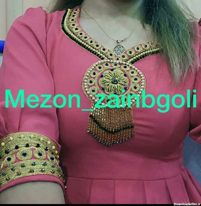 لباس بندری کار شده با گلابتون - عکس ویسگون