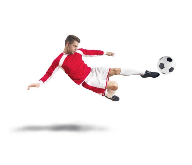 عکس گرافیکی فوتبالیست در حال شوت توپ