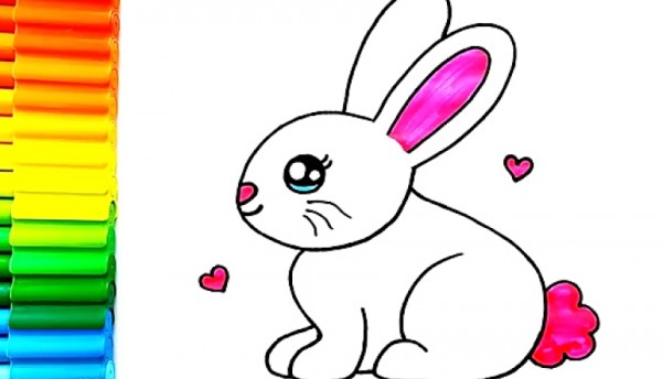 آموزش نقاشی کودکانه _ نقاشی خرگوش زیبا و خوشگل