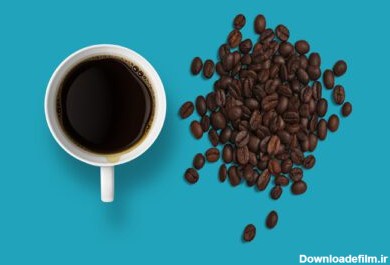 دانلود عکس نمای بالا قهوه روی لیوان