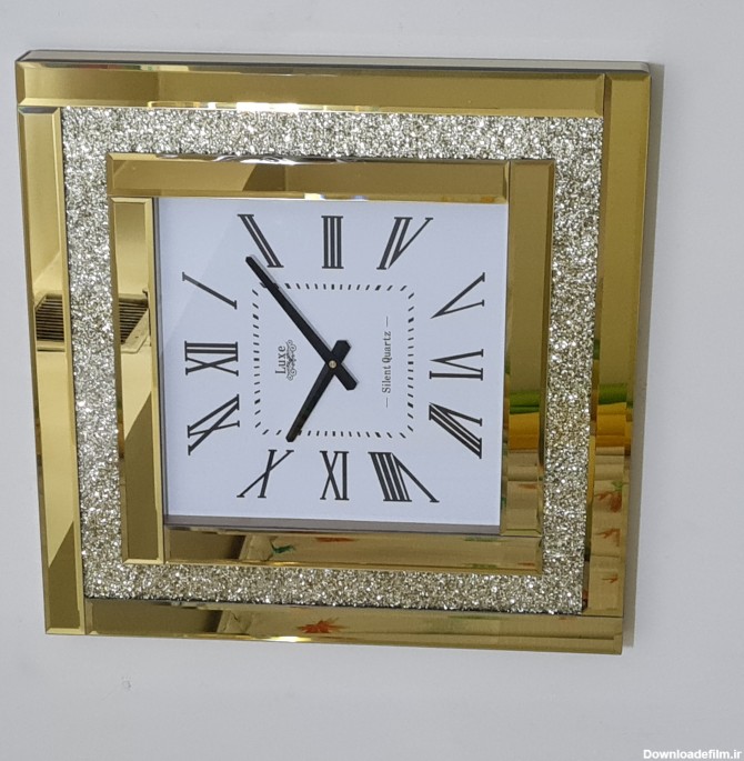 ساعت دیواری آینه ای نگین دار مربع مدل پینار لوکس بسیار زیبا و جذاب ...