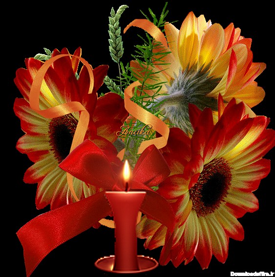 تصاویر متحرک شمع و گل
