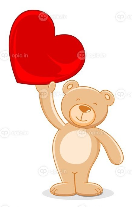 دانلود تصویر برداری از خرس عروسکی که قلب در دست دارد در پس ...