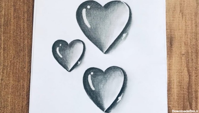 نقاشی گام به گام قلب - طراحی قطره - نقاشی با مداد - طراحی با مداد