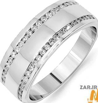 حلقه مردانه طلا سفید با نگین الماس تراش برلیان: مدل wrgm1276