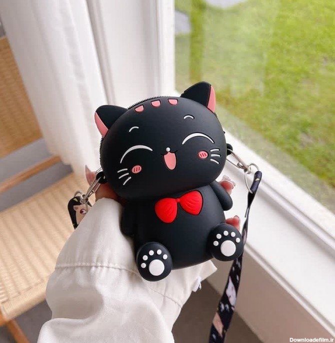 کیف دوشی بچگانه مدل گربه ای جنس سیلیکون با بند قابل تنظیم ...