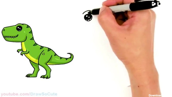 آموزش نقاشی دایناسور کودکانه : تی-رکس