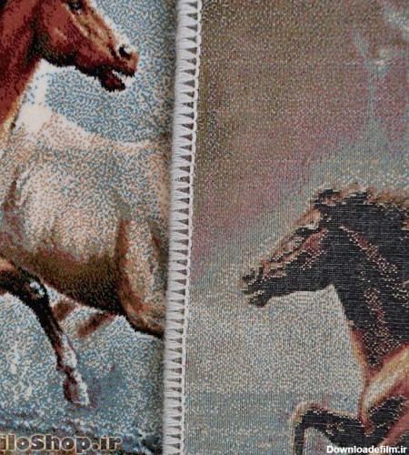 کد3107 تابلو فرش حیوانات- گله اسب های آبشار