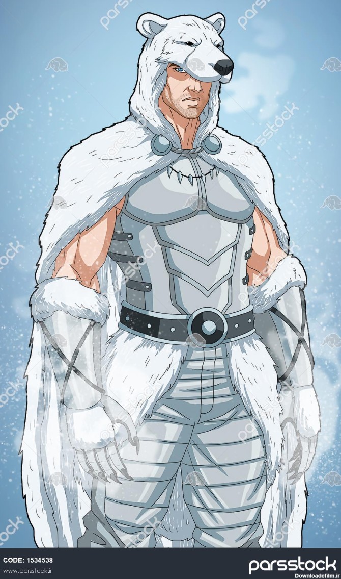 قهرمان شنل گرگ قطبی سفید نقاشی دیجیتال 1534538