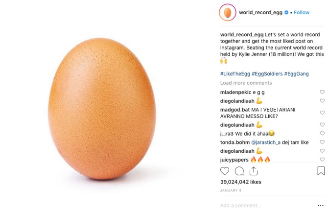 داستان رکورد شکنی یک تخم مرغ در اینستاگرام - ویرگول