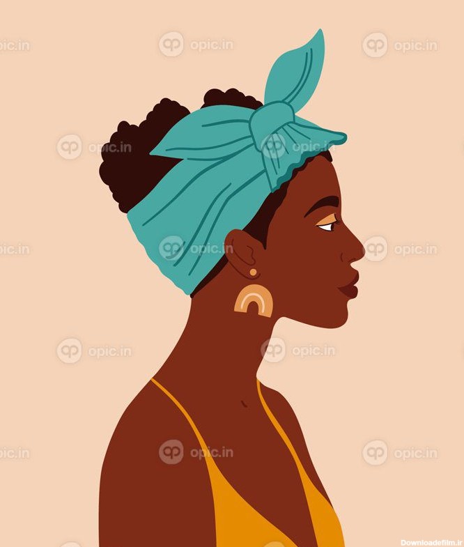 وکتور پوستر پرتره دختر سیاه پوست از مفهوم زن جوان آفریقایی | اوپیک