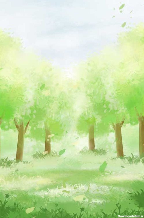 طرح پس زمینه نقاشی درختان جنگل