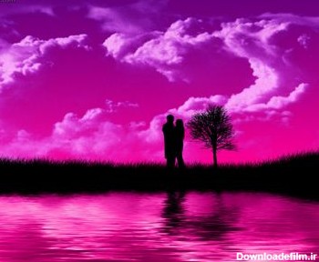 پوستر بنفش عاشقانه زن و مرد violet love wallpaper