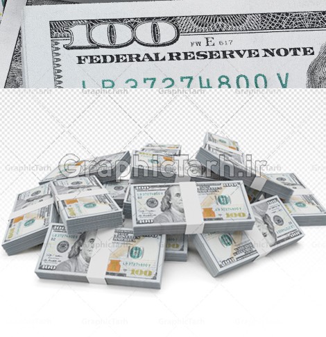تصویر دوربری بسته های صد دلاری | گرافیک طرح | طرح بسته پول های ...
