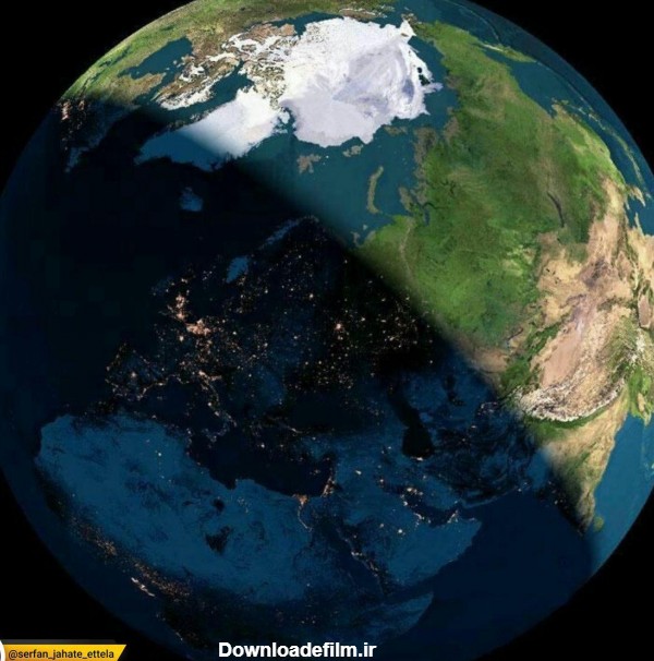 تصویری از کره زمین که اختلاف شب و روز را به نمایش گذاشته