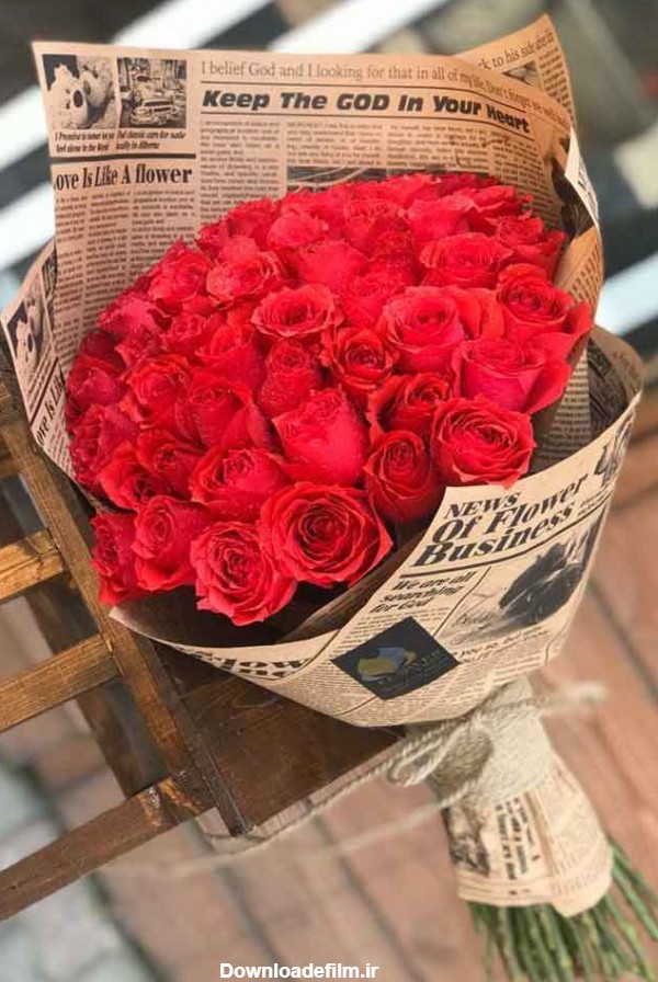 دسته گل 50 شاخه ای رز ایرانی ممتاز | فروشگاه گل اریس