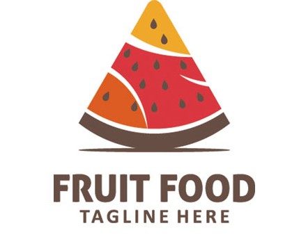 فایل لایه باز وکتور لوگوی هندوانه قاچ شده یا fruit food