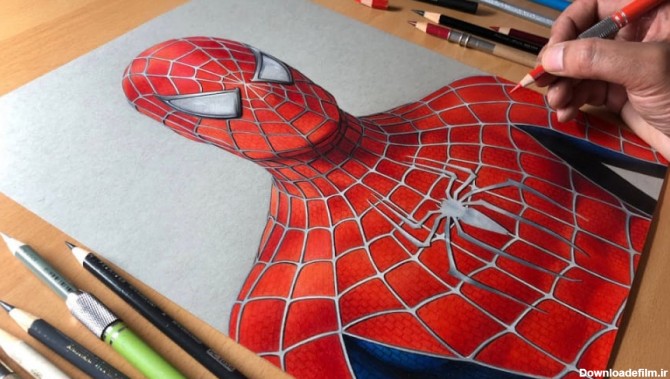 آموزش نقاشی مرد عنکبوتی