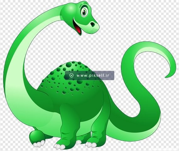 فایل png دوربری شده دایناسور سبز بصورت کارتونی