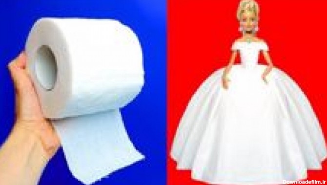 ترفند ساخت لباس عروس برای عروسک باربی با دستمال کاغذی