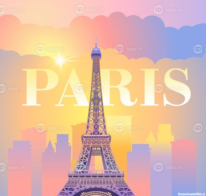 دانلود وکتور برج ایفل در پاریس شامگاه پاریس غروب آفتاب آفتابی در ...