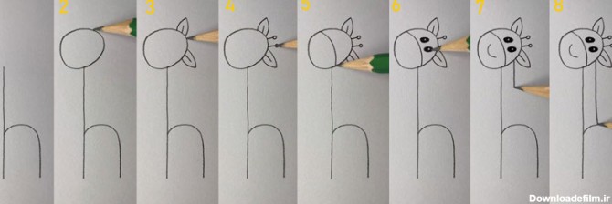 تصویر آموزش مرحله به مرحله نقاشی ساده زرافه ۱