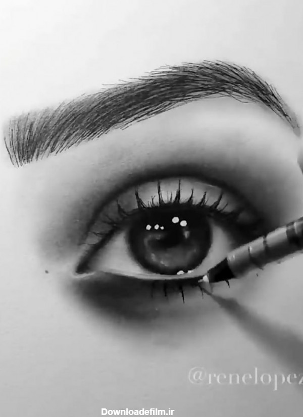 نقاشی زیبا از مدل چشم و ابرو - نقاشی سمیه فتحی