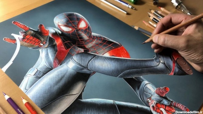 آموزش نقاشی مرد عنکبوتی مایلز مورالز