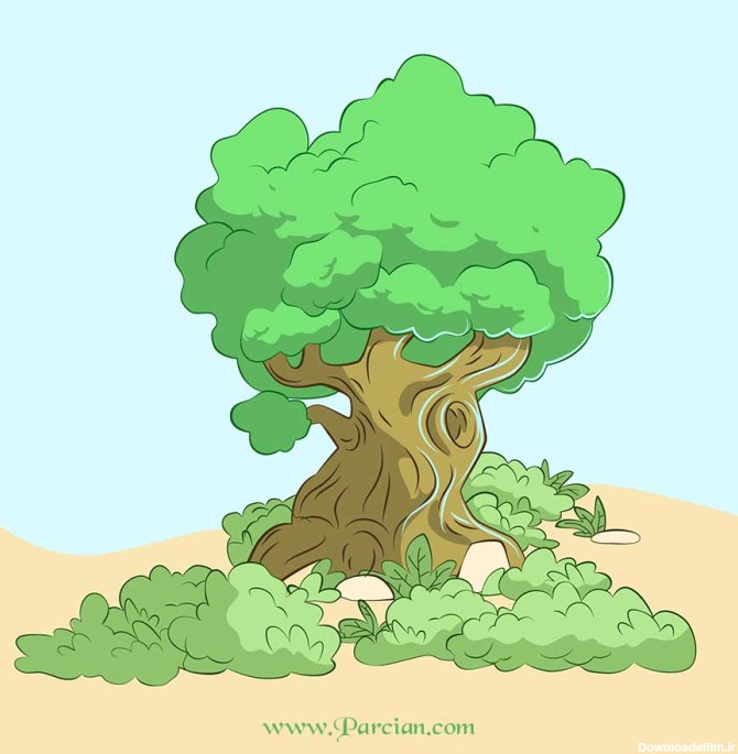 فایل طرح کارتونی درخت نقاشی | پارشن