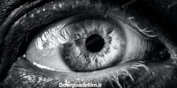 عکس سیاه و سفید اکستریم کلوز آپ چشم - مزرعه فوتیج