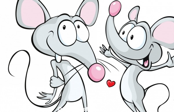 عکس دو موش کارتونی شاد heart art mouse love