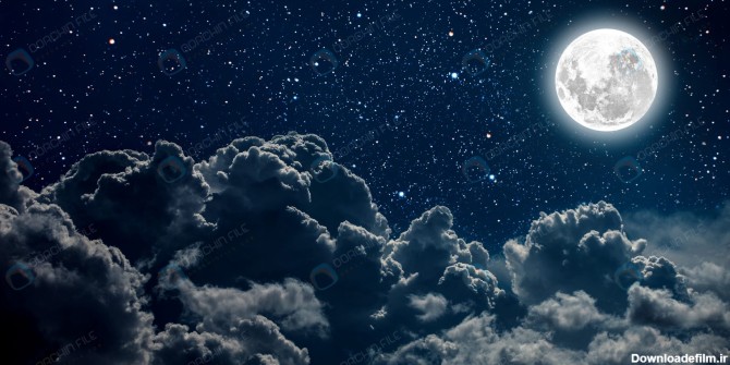 عکس منظره ماه و ستاره در آسمان ابری - مرجع دانلود فایلهای دیجیتالی