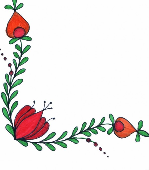 نقاشی گل برای حاشیه کاغذ ساده