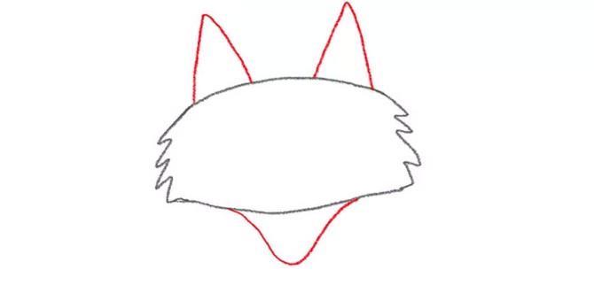 کشیدن گوش‌ها و پایین پوزه نقاشی گرگ