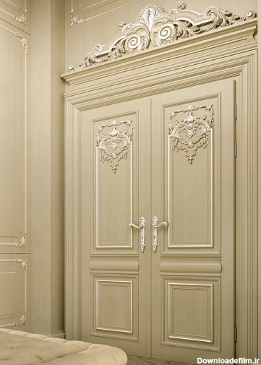 جدیدترین مدل درب اتاق خواب سفید و سفید طلایی شرکت سبلان درب مهر